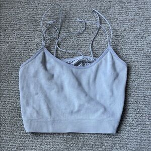 Light Gray Ribbed Crop Top